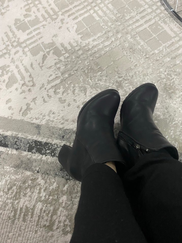 Siyah Deri Topuklu Goth Bot - Görsel 5