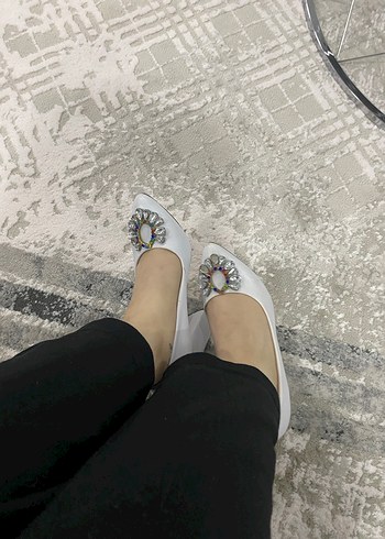 Beyaz Taşlı Stiletto Topuklu Kadın Ayakkabı - Görsel 5