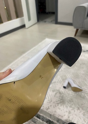 Beyaz Taşlı Stiletto Topuklu Kadın Ayakkabı - Görsel 3