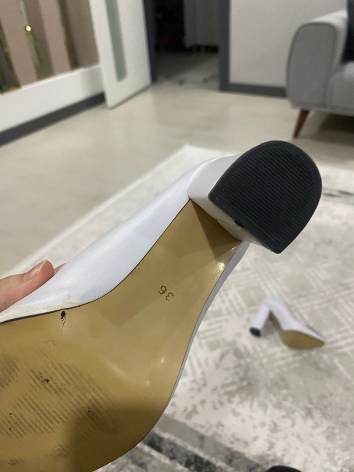 Beyaz Taşlı Stiletto Topuklu Kadın Ayakkabı - Görsel 3