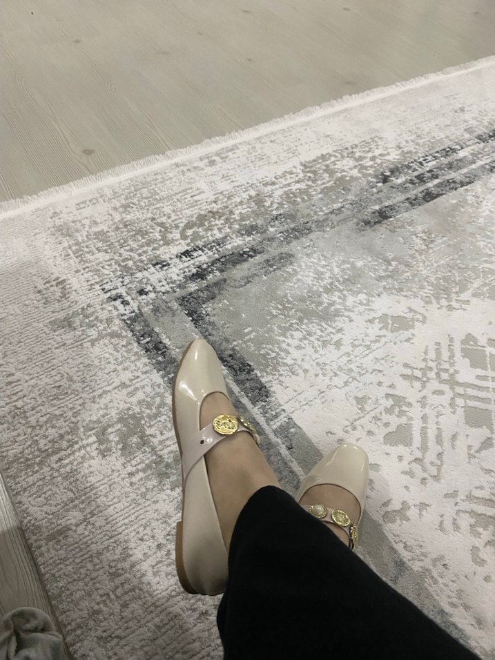 Beyaz Tokalı Blok Topuklu Kadın Babet - Görsel 2