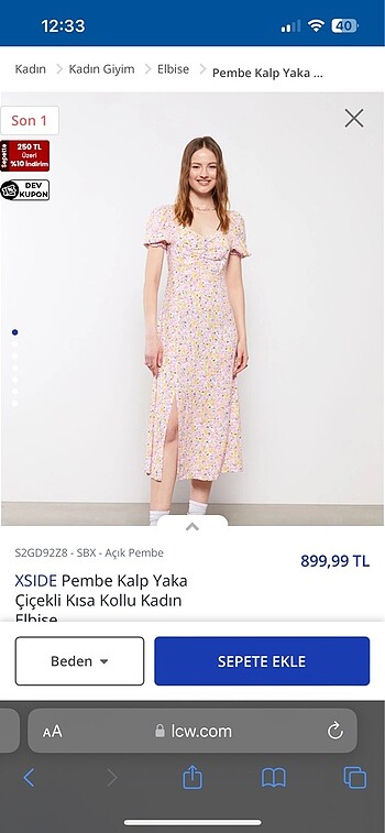s Beden pembe Renk Lcw elbise