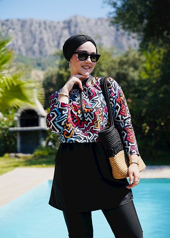 Renkli Tie-Dye Mini Kadın Tunik - Görsel 3