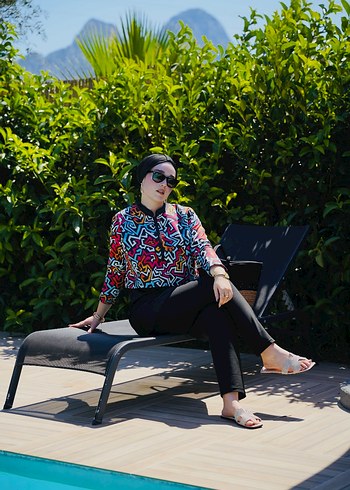 Renkli Tie-Dye Mini Kadın Tunik - Görsel 4