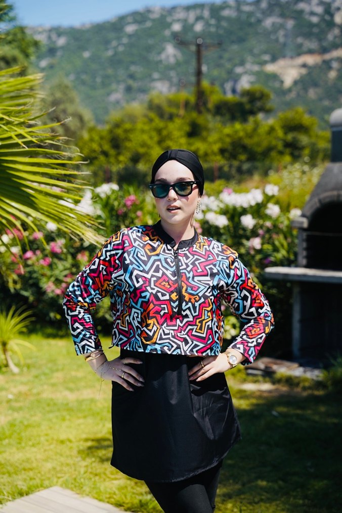 Renkli Tie-Dye Mini Kadın Tunik - Görsel 2