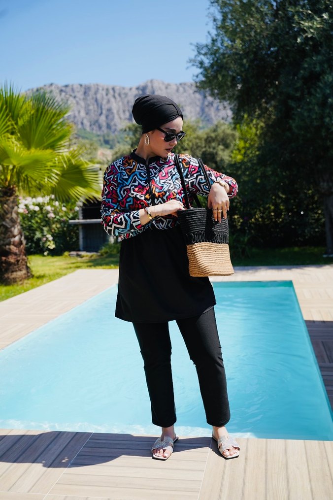 Renkli Tie-Dye Mini Kadın Tunik - Görsel 5