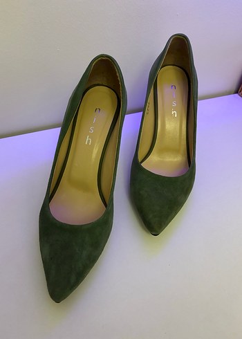 Kadın Yeşil Süet Stiletto Topuklu Ayakkabı
