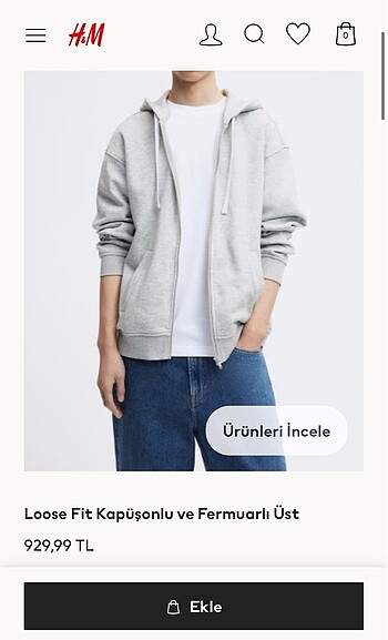 Erkek H&M Kapüşonlu Sweatshirt