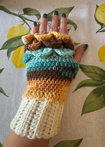 Renkli Örgü Bohem Kadın Eldiveni - Görsel 3