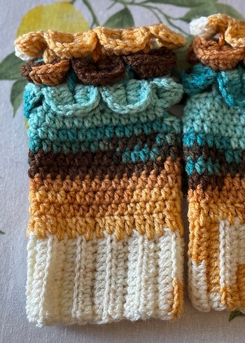 Renkli Örgü Bohem Kadın Eldiveni - Görsel 5