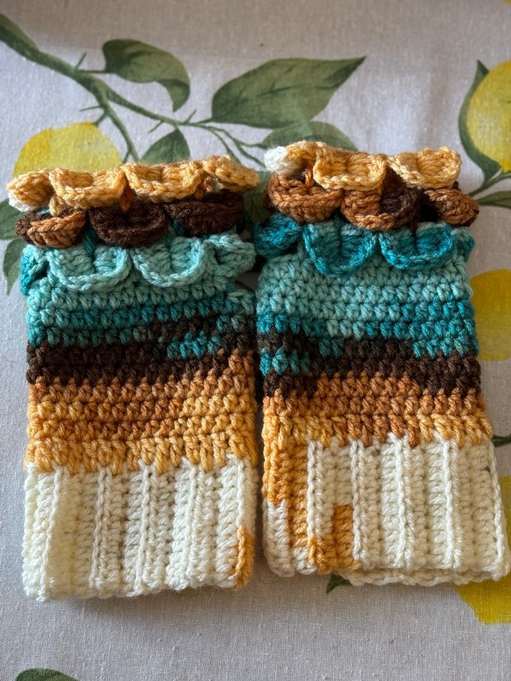 Renkli Örgü Bohem Kadın Eldiveni - Görsel 4