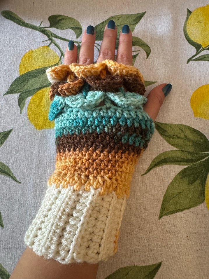 Renkli Örgü Bohem Kadın Eldiveni - Görsel 3