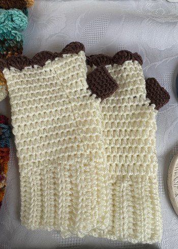 Bej Örgü Bohem Kadın Eldiveni - Görsel 2