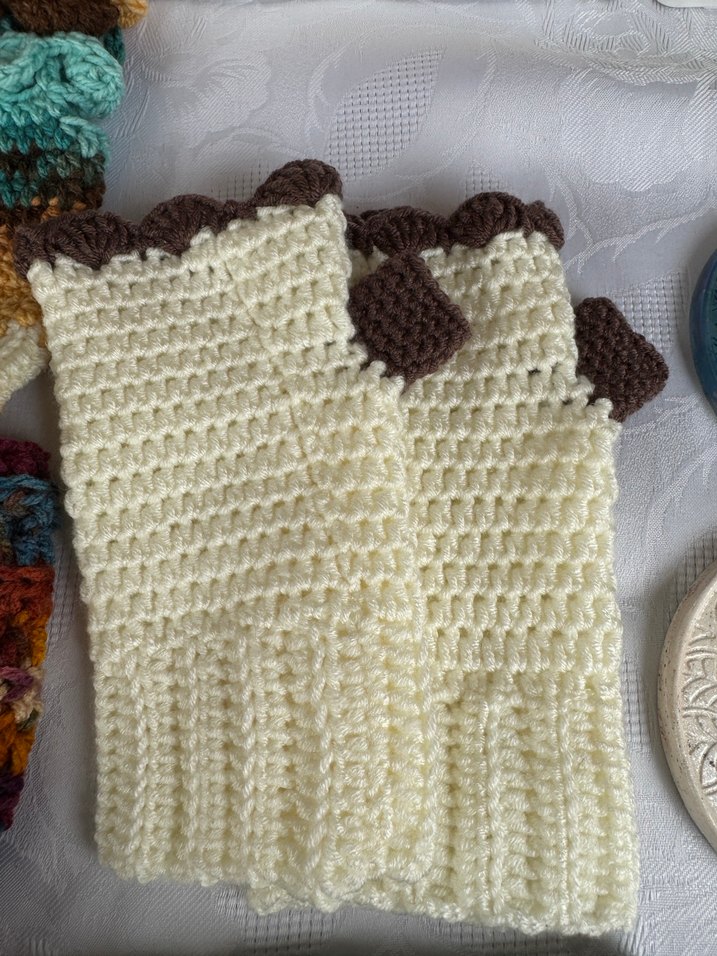 Bej Örgü Bohem Kadın Eldiveni - Görsel 2