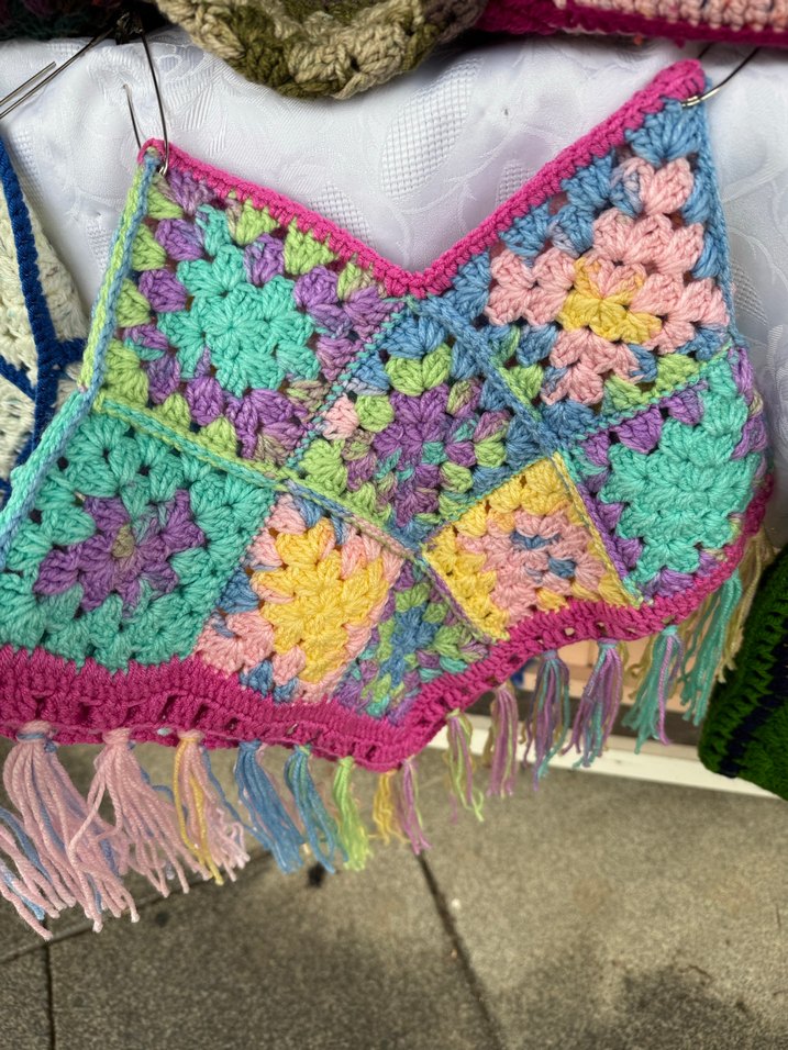 Kız Çocuk Renkli Örgü Poncho - Görsel 4