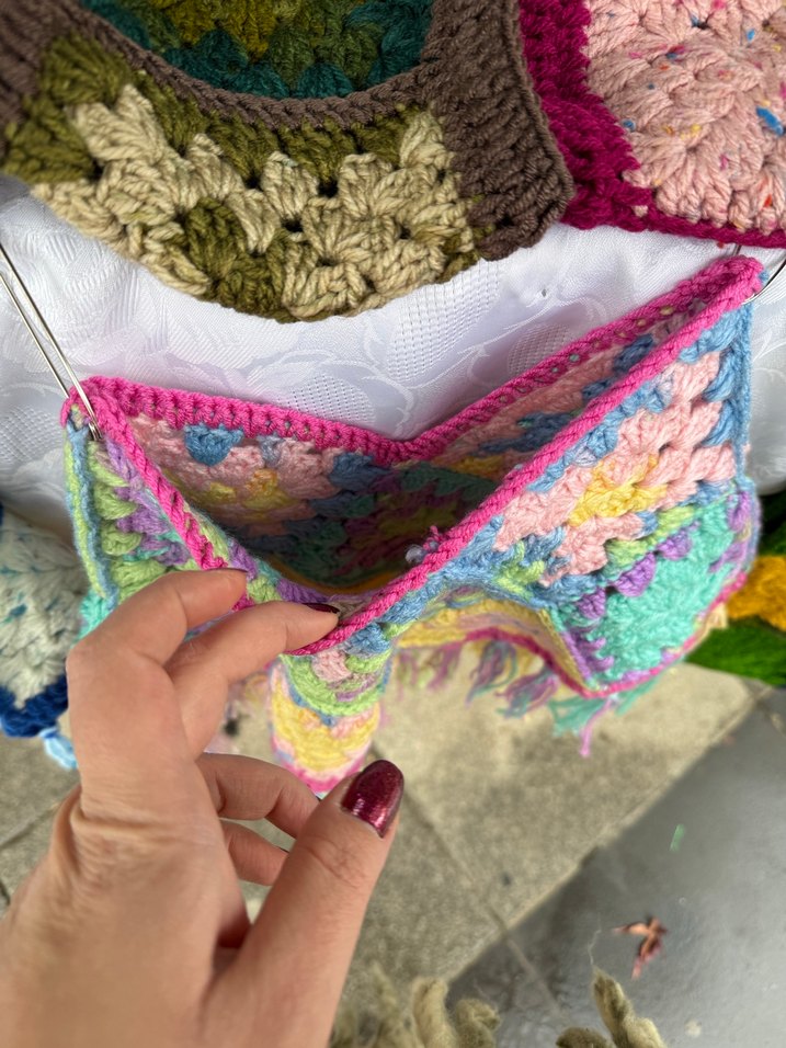 Kız Çocuk Renkli Örgü Poncho - Görsel 5