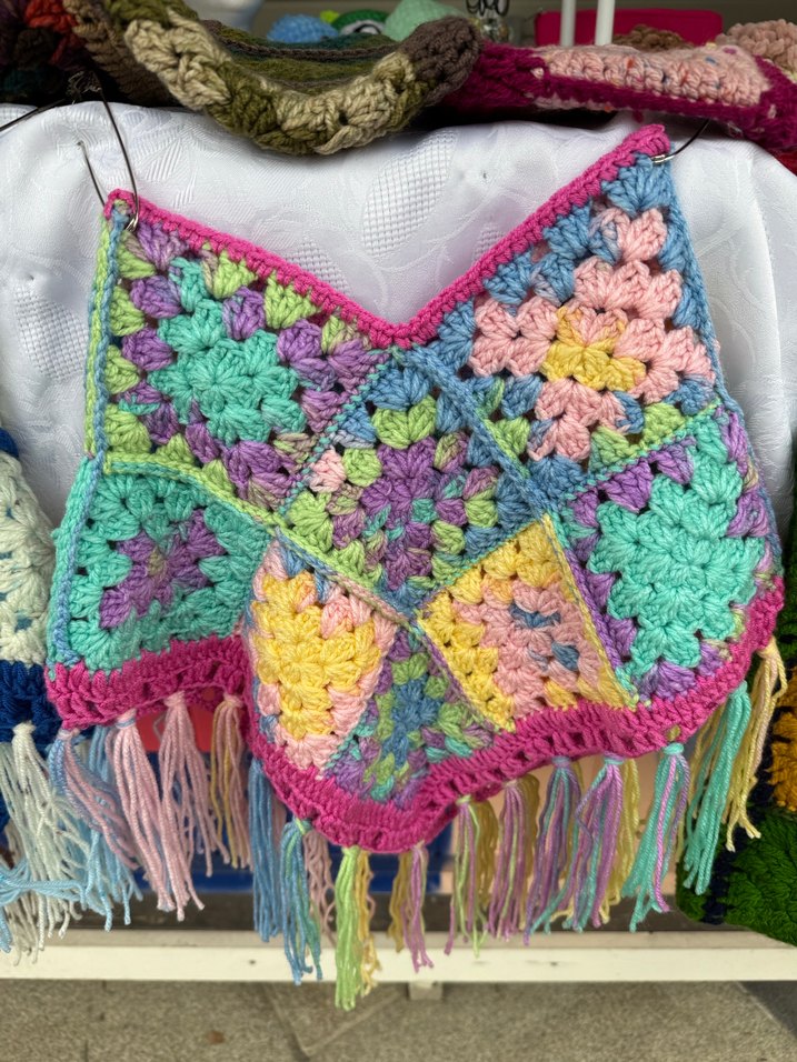 Kız Çocuk Renkli Örgü Poncho - Görsel 2