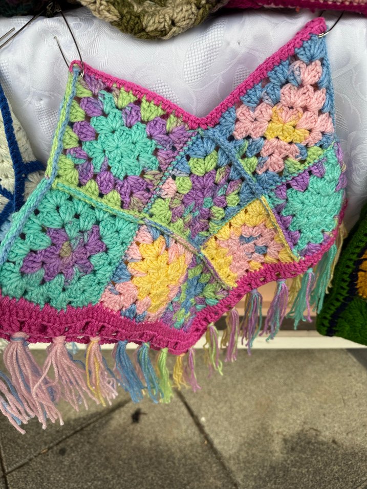 Kız Çocuk Renkli Örgü Poncho - Görsel 3