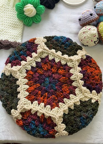 Renkli Bohem Örgü Motifli Ressam Beresi - Görsel 4