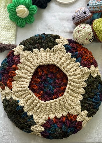 Renkli Bohem Örgü Motifli Ressam Beresi - Görsel 3