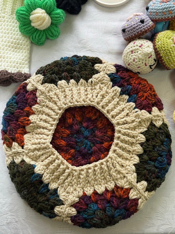 Renkli Bohem Örgü Motifli Ressam Beresi - Görsel 5