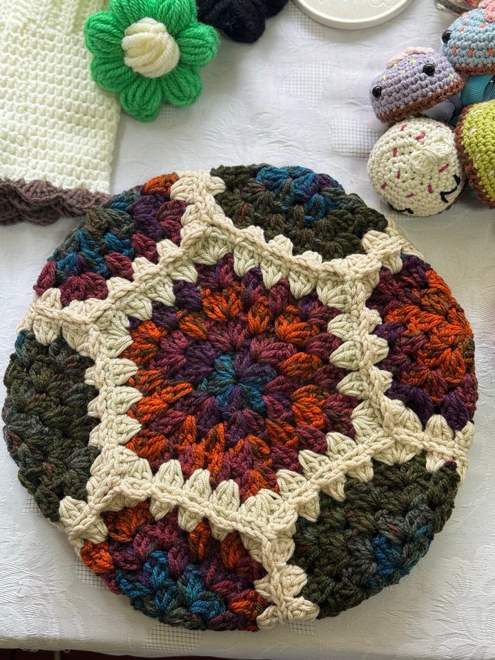 Renkli Bohem Örgü Motifli Ressam Beresi - Görsel 2