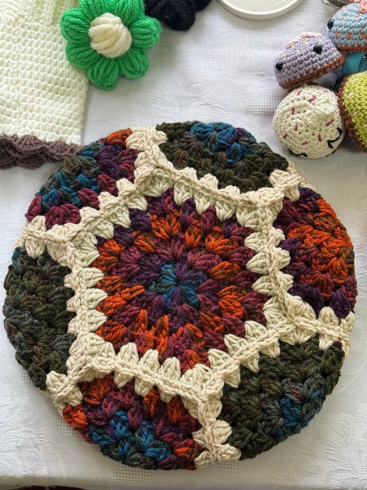 Renkli Bohem Örgü Motifli Ressam Beresi - Görsel 4