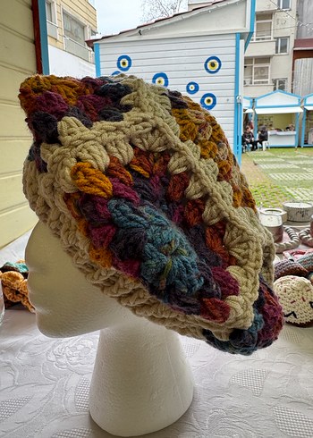 Renkli Bohem Örgü Motifli Ressam Beresi - Görsel 4