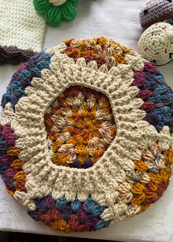 Renkli Bohem Örgü Motifli Ressam Beresi - Görsel 3