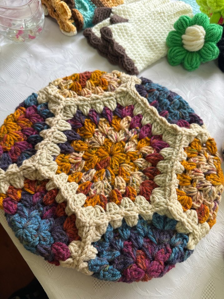 Renkli Bohem Örgü Motifli Ressam Beresi - Görsel 2