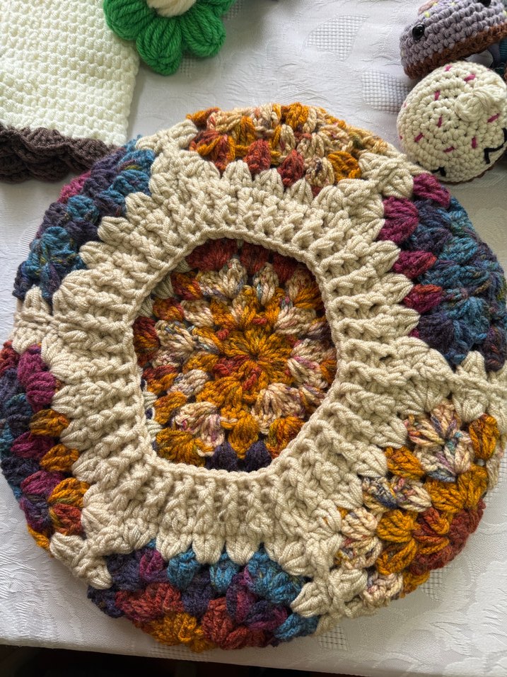 Renkli Bohem Örgü Motifli Ressam Beresi - Görsel 3