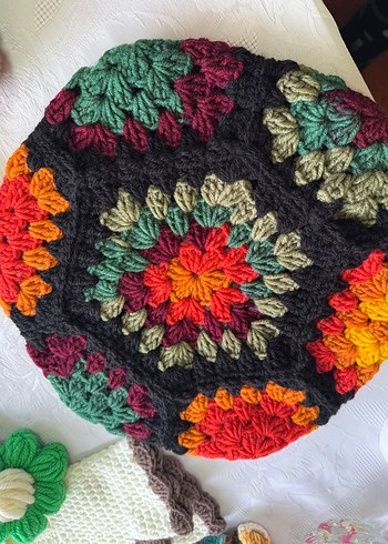 Renkli Bohem Örgü Motifli Ressam Beresi - Görsel 2