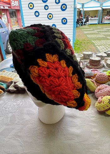 Renkli Bohem Örgü Motifli Ressam Beresi - Görsel 6