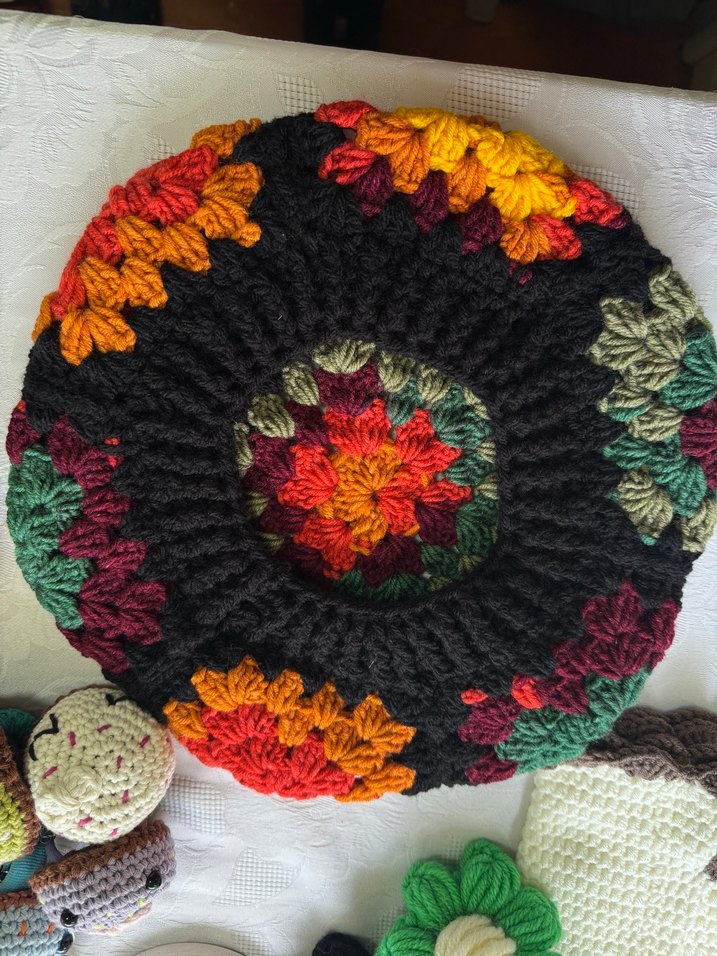 Renkli Bohem Örgü Motifli Ressam Beresi - Görsel 3