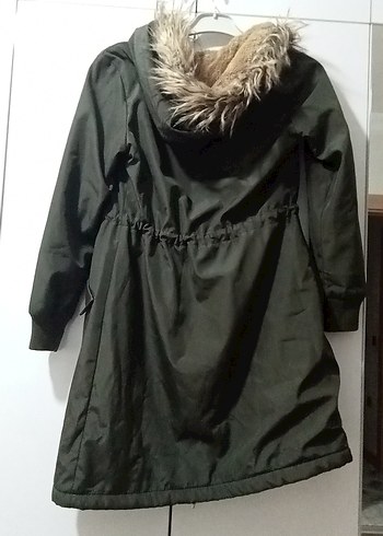 haki rengi Sıcak Astarlı Kadın Uzun Mont - Görsel 6