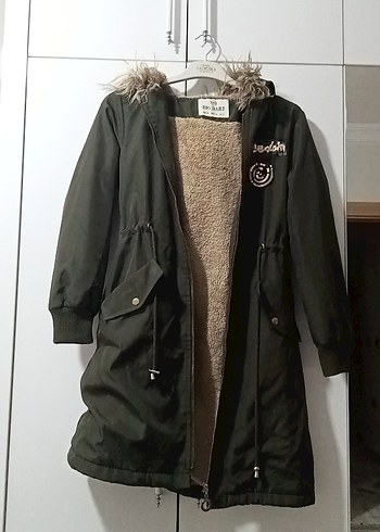 haki rengi Sıcak Astarlı Kadın Uzun Mont - Görsel 2