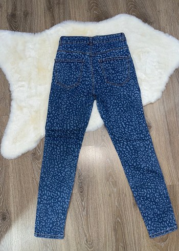 28 Beden Leopar Desenli Kadın Kot Pantolon