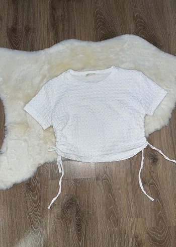 Beyaz Örme Crop Top