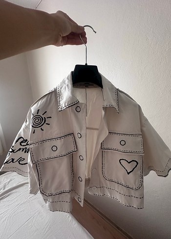 Twist çizgi baskılı kısa kollu ceket - Görsel 4