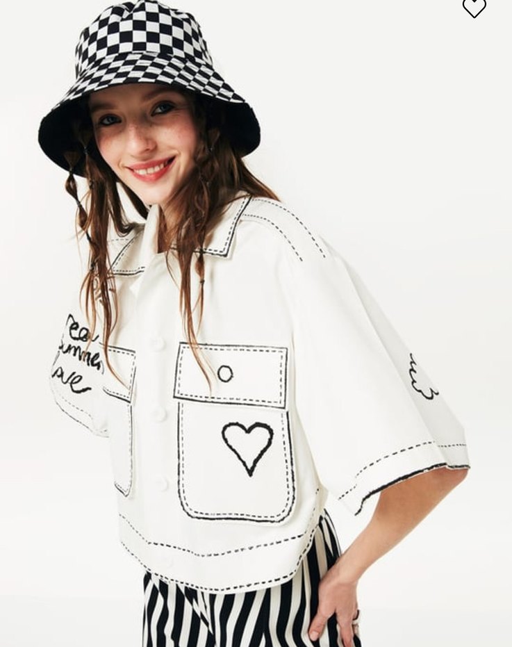 Twist çizgi baskılı kısa kollu ceket - Görsel 2