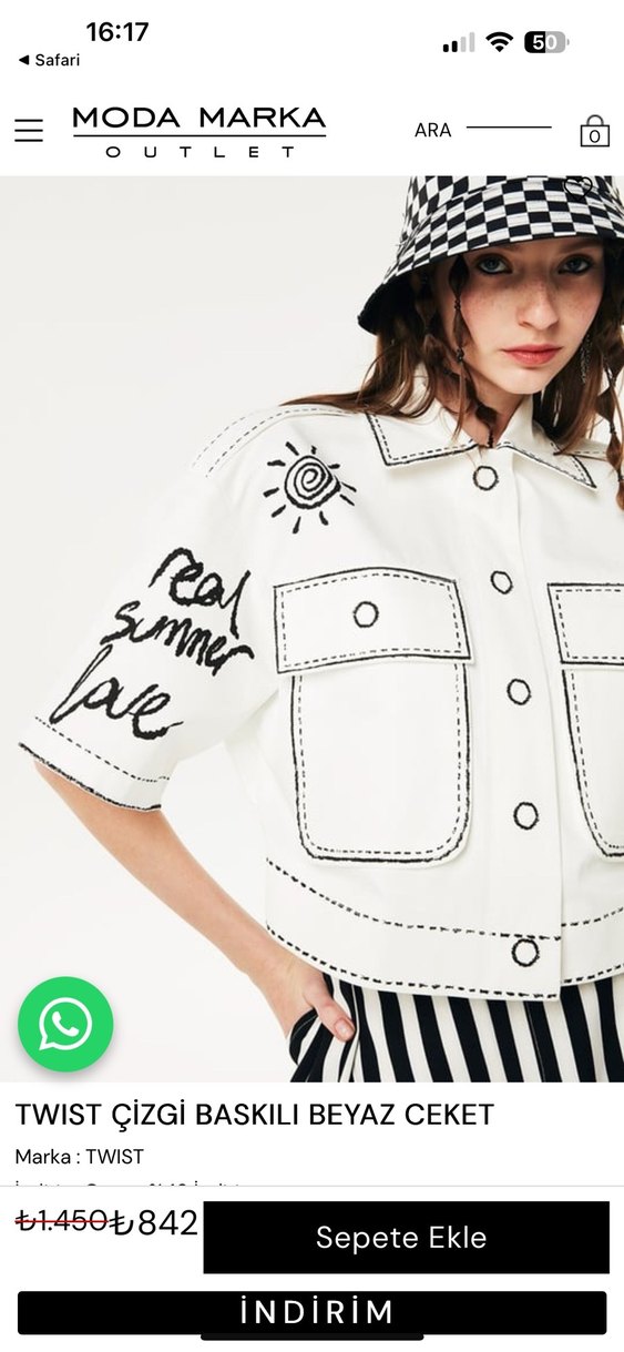 Twist çizgi baskılı kısa kollu ceket - Görsel 3