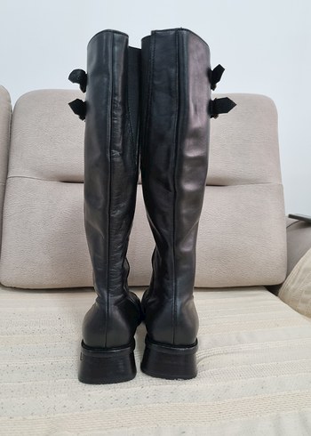 Hotiç vestern kadın Siyah Deri  Bot - Görsel 7