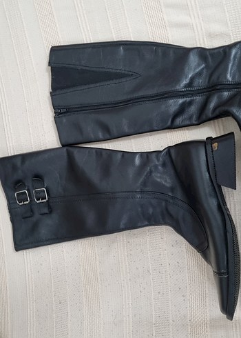 Hotiç vestern kadın Siyah Deri  Bot - Görsel 5