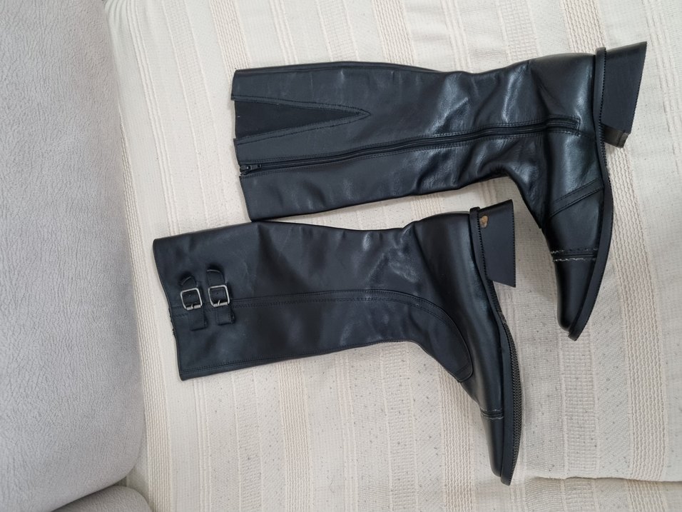 Hotiç vestern kadın Siyah Deri  Bot - Görsel 5