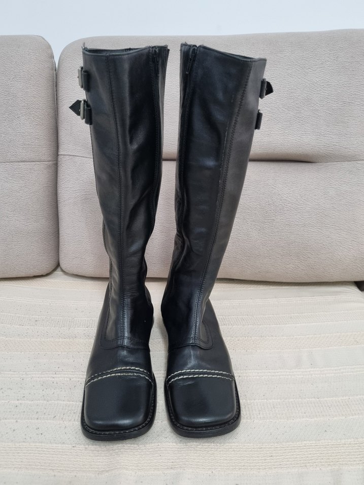 Hotiç vestern kadın Siyah Deri  Bot - Görsel 4