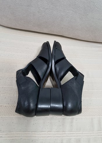 Kadın Siyah Deri , Tokalı Topuklu Sandalet - Görsel 5