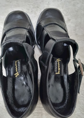 Kadın Siyah Deri , Tokalı Topuklu Sandalet - Görsel 7