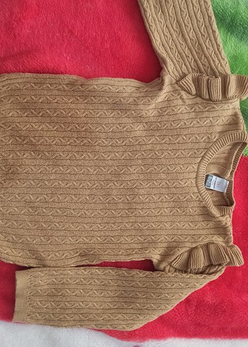 kız çocuk Kahverengi Örgü Bohem Kazak - Görsel 2