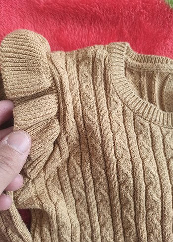 kız çocuk Kahverengi Örgü Bohem Kazak - Görsel 5