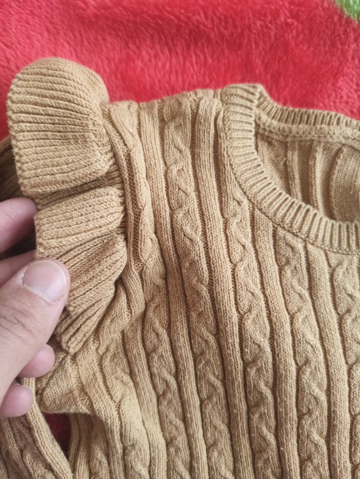 kız çocuk Kahverengi Örgü Bohem Kazak - Görsel 5